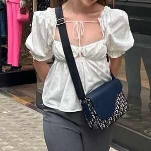 For Love and Lemons - Peplum, Puff Sleeve Blouse